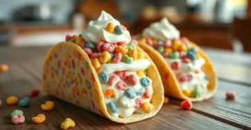 Fruity Pebbles Cheesecake Tacos