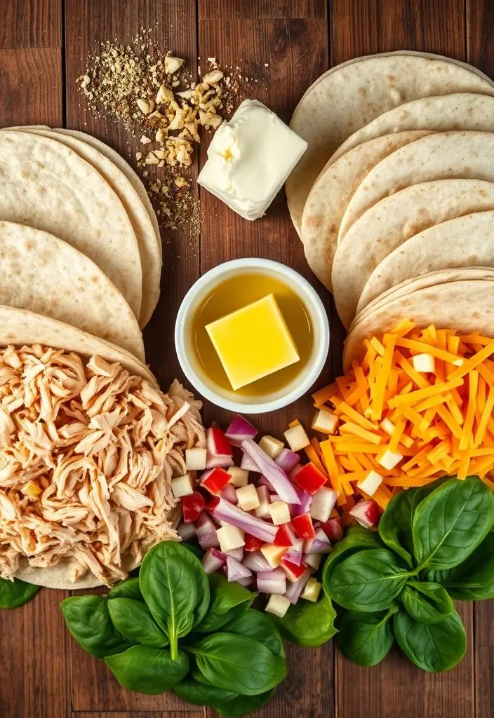 cheesy garlic chicken wraps