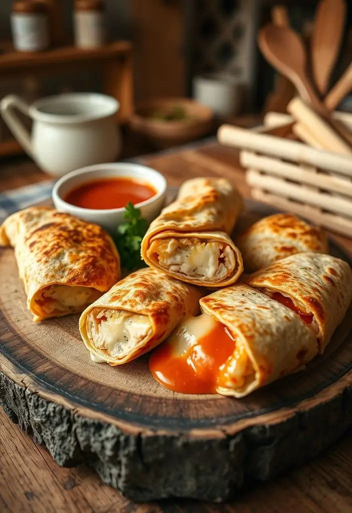 cheesy garlic chicken wraps