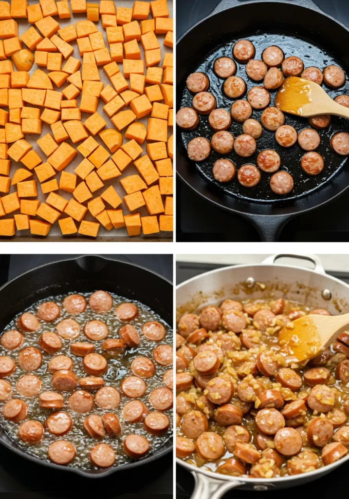 Honey Garlic Sausage Sweet Potatoes