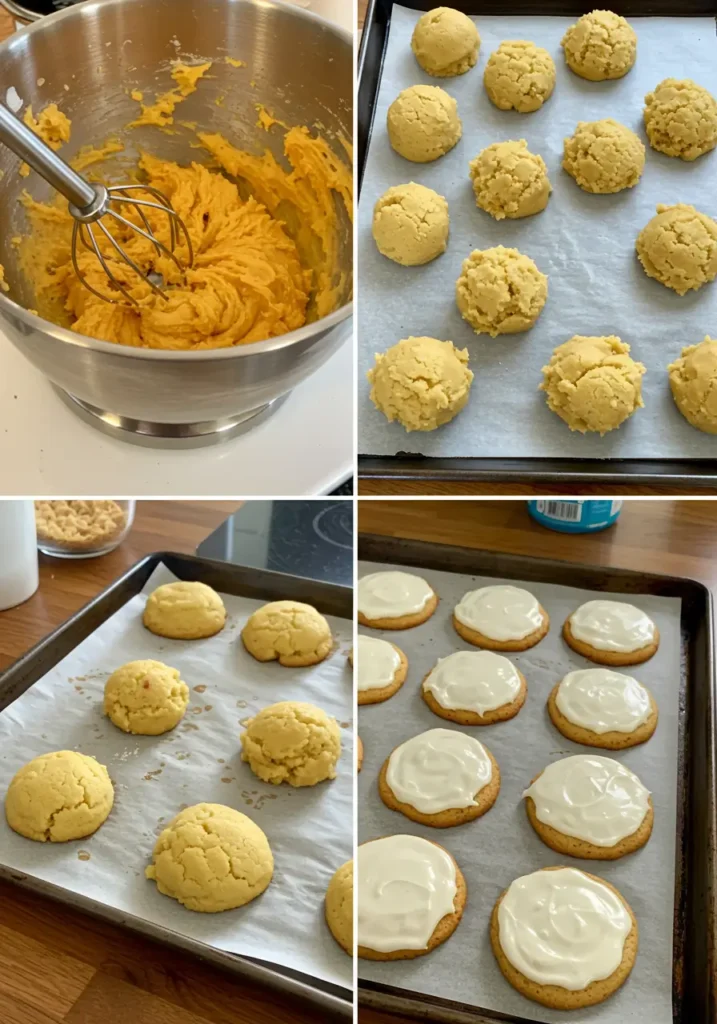 Soft Pumpkin Cookies with Cinnamon Frosting