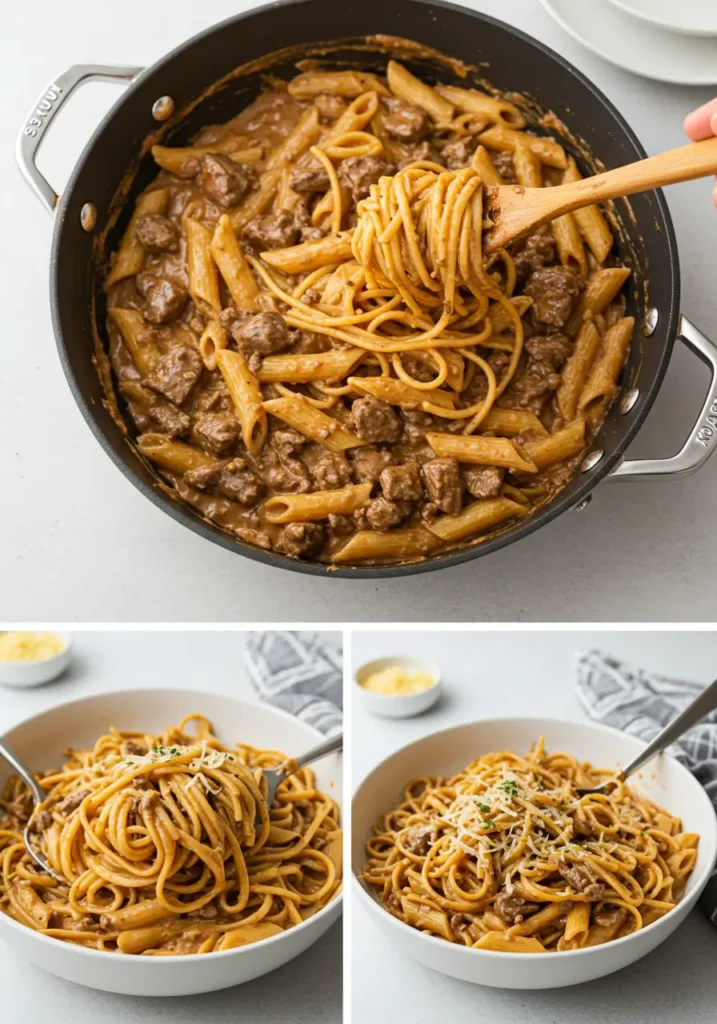 High Protein Creamy Beef Pasta