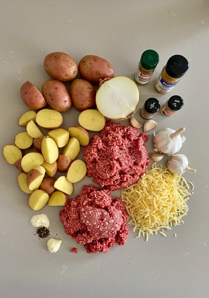 Cheesy Ground Beef & Potato Sheet Pan