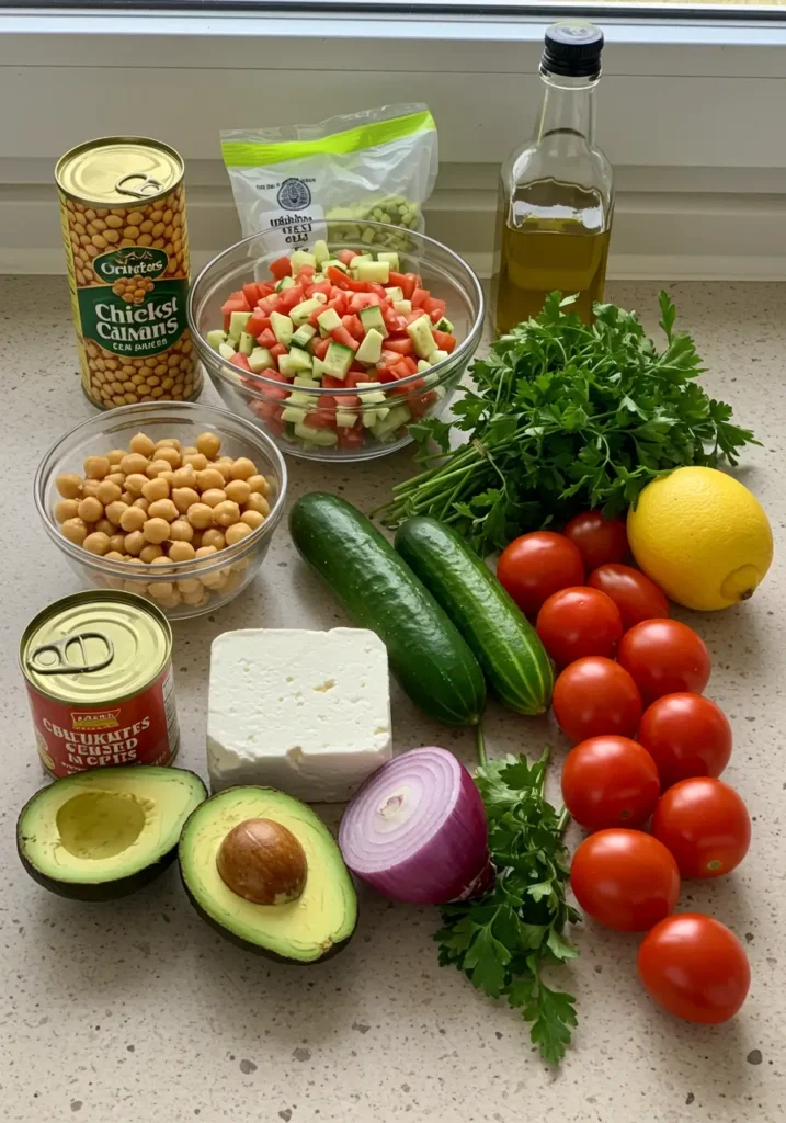 Chickpea Feta Avocado Salad