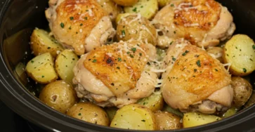 Garlic Parmesan Crockpot Chicken and Potatoes