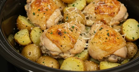 Garlic Parmesan Crockpot Chicken and Potatoes