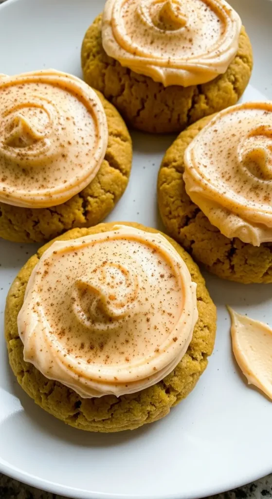 Soft Pumpkin Cookies with Cinnamon Frosting