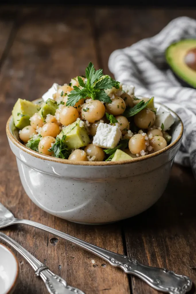Chickpea Feta Avocado Salad