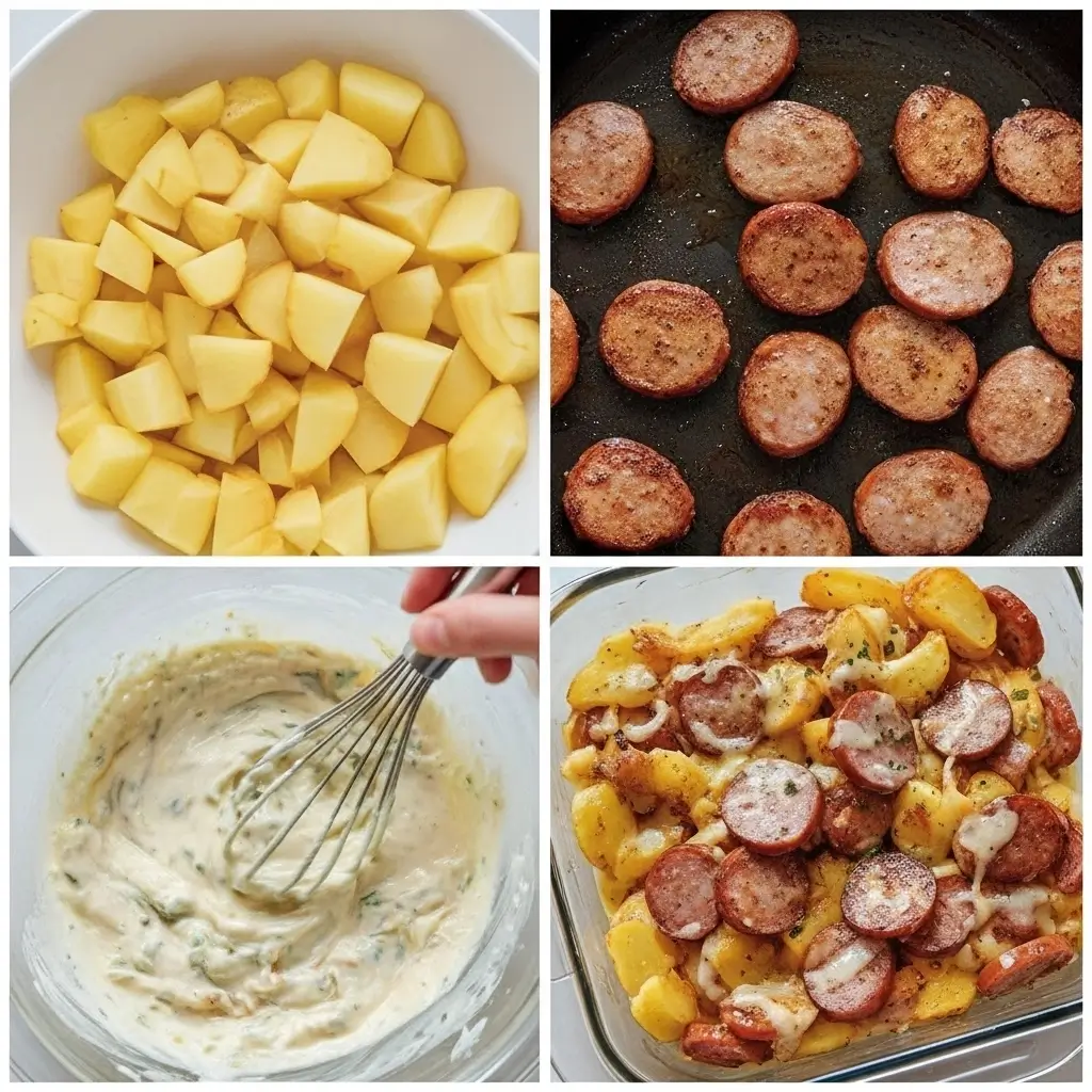 Cheesy Ranch Potatoes and Smoked Sausage