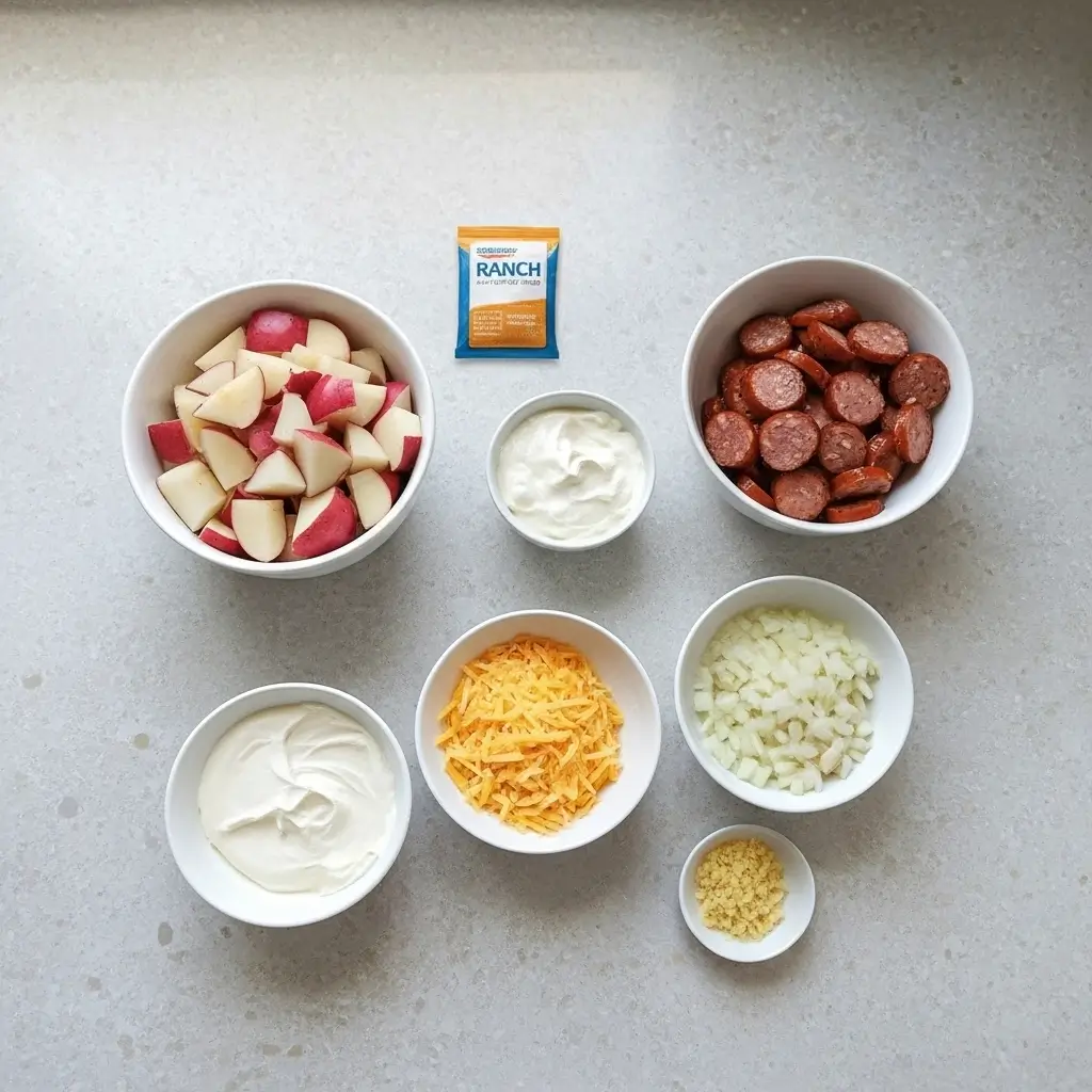 Cheesy Ranch Potatoes and Smoked Sausage