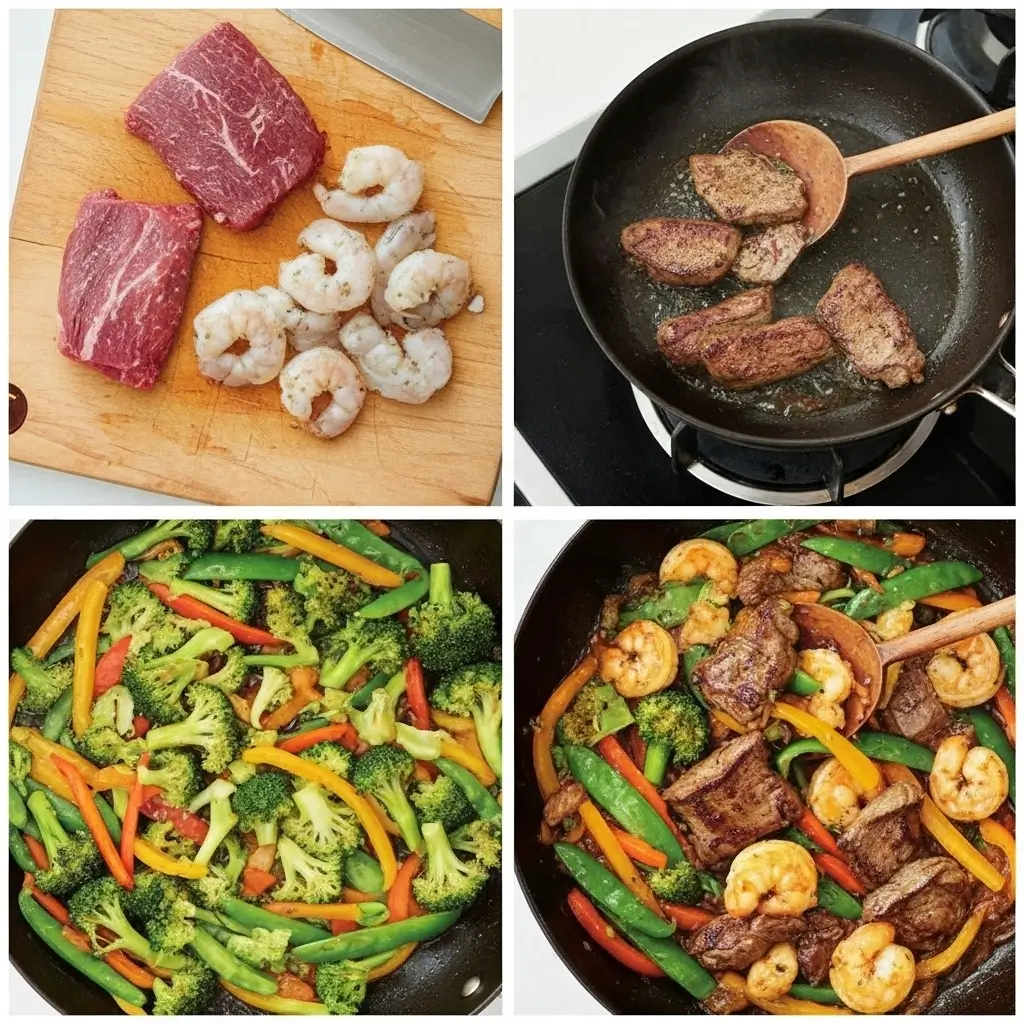 High-Protein Steak and Shrimp Stir-Fry