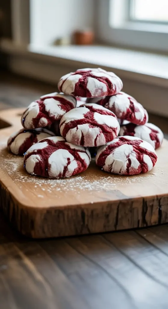 Red Velvet Crinkle Cookies