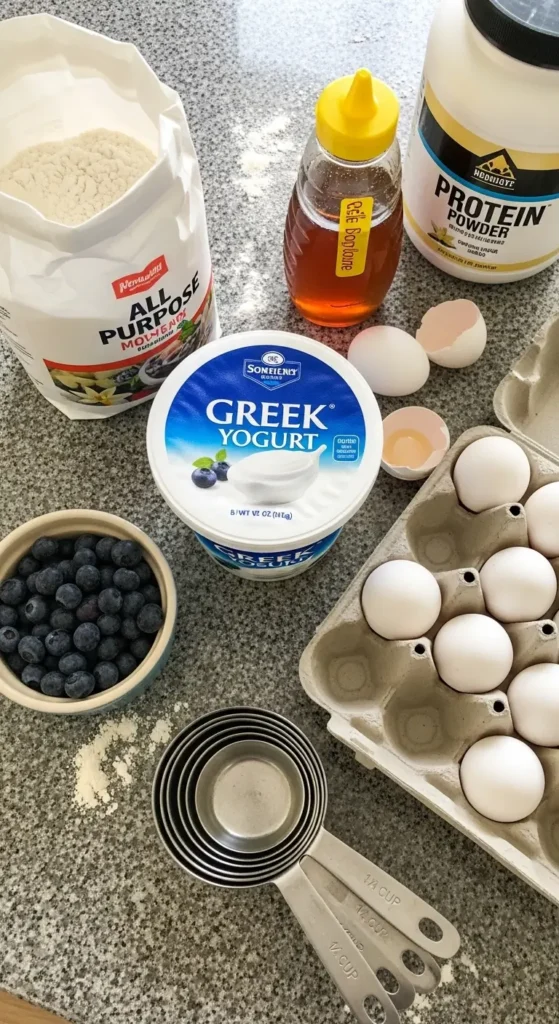 Greek Yogurt Blueberry Protein Muffins