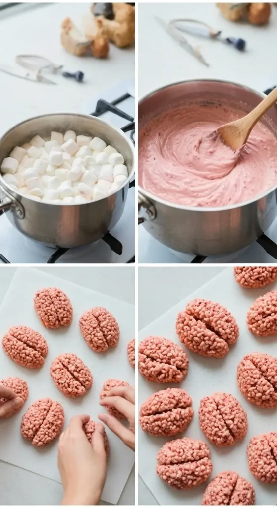 Marshmallow Rice Krispies Halloween Brains