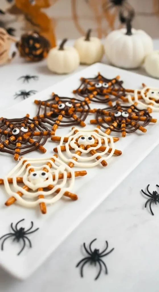 Chocolate Pretzel Spider Web