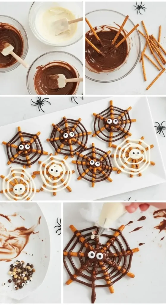 Chocolate Pretzel Spider Web